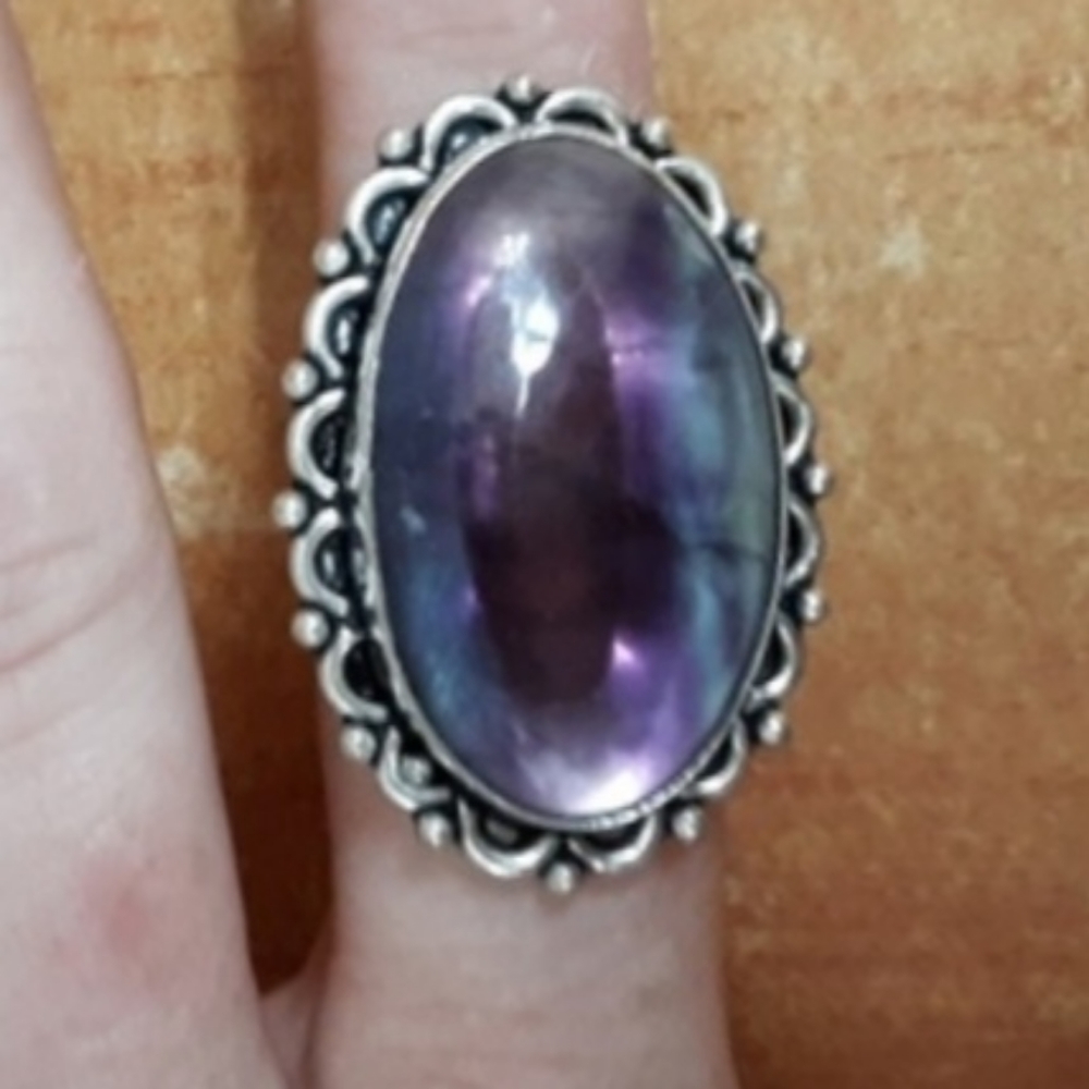 New Fluorite 925 Silver Ring.